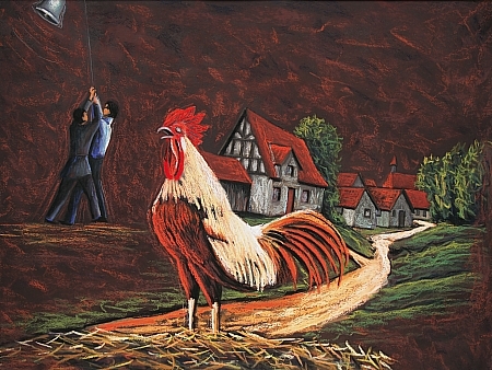 Gemälde von Hugo Reinhart:  Das versunkene Dorf im Schwarzen Moor